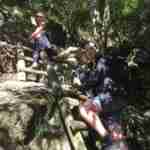 Climbing the ladder on Skeleton Gorge hiking trail